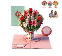 Pop-Up Wildflower Valentine’S Card, Foldable Bouquet Romantic Love Cards Keepsake, Forever-Blooming 3D Paper Flower Pop-Up Card with Note and Envelopes, for All Occasion (B#)