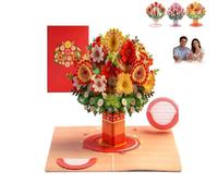Pop-Up Wildflower Valentine’S Card, Foldable Bouquet Romantic Love Cards Keepsake, Forever-Blooming 3D Paper Flower Pop-Up Card with Note and Envelopes, for All Occasion (C#)
