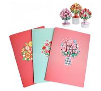 Pop-Up Wildflower Valentine’s Card, Forever-Blooming 3D Flower Pop-Up Card, Handmade Bouquet with Note & Envelope, Valentine’s Birthday All Occasion Keepsake Gift & Decor (3 pcs)