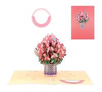 Pop-Up Wildflower Valentine’s Card, Forever-Blooming 3D Flower Pop-Up Card, Handmade Bouquet with Note & Envelope, Valentine’s Birthday All Occasion Keepsake Gift & Decor (#C)