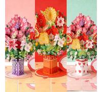 Pop-Up Wildflower Valentine’s Card, Forever-Blooming 3D Flower Pop-Up Card With Note And Envelopes, Personalized Love Message & Thank You, 2-in-1 Gift & Décor for Every Moment (3pcs)