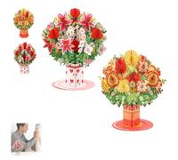 Pop-Up Wildflower Valentine’s Card, with Detachable Bouquet, Personalized Love Message & Blank Inside for Valentine’s Day, Anniversary, Birthday - 2-in-1 Gift and Home Decor (MIX)