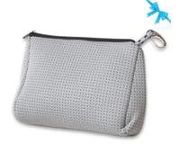 Pop Ups Brand Large Makeup Bag with Zipper - Neoprene Machine Washable Travel Toiletry Cosmetic Organizer Pouch for Women, Basic Stone Grey, Large Makeup Bag With Zipper - Neoprene Machine Washable