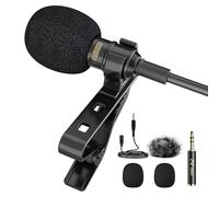 PoP voice Professional Lavalier Lapel Microphone 3.5mm Mic 14.7FT Compatible with DJI Mic 2/Rode Wireless GO 2/II Transmitters for Smartphone Camera,Mini Mic for YouTube,Interview,Video,Broadcast