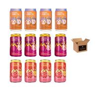 Popa Boba Bubble Tea Ready to Drink - Refreshing Iced Bubble Tea Cans with Popping Boba & Tapioca Pearls | (4 x Lychee Passion Fruit, 4 x Peach Strawberry, 4 x Tiger Tea - Mixed Can, 320ml x 12Pack)