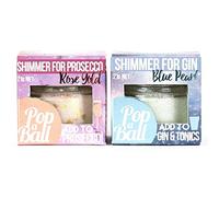 Popaball Drink Shimmer Blue Pearl & Rose Gold | 2 x 21 grams | Prosecco, Gin, Mocktail & Cocktail Making Gifts | Gift Set Ideas For Her, Hampers & Hen Parties