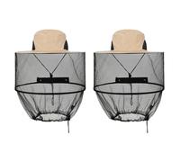 POPAPIE 2 Pcs Mosquito Head Net Hat,Mosquito Hats with Netting,Bee Keeper Hat,Midge Head Net,Anti-Mosquito Fishing Hat for Beekeeper Outdoor Hiking Camping Fishing Gardening (Beige)