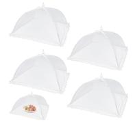 POPAPIE 4 Pack Food Covers,Food Domes Cover,Mesh Pop Up Nets,Cake Fruit Cover,Fine Net Screen Umbrella for Outdoor Camping Picnics Parties BBQ Collapsible and Reusable (White)