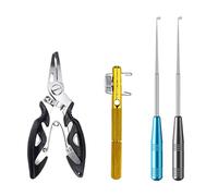 POPAPIE Fishing Unhooking Disgorger 2 Pcs Fishing Hook Remover and 1 Pcs Stainless Steel Fishing Pliers with Easy Hook Knot Tying Tool Practical Fishing Accessories for Small and Large Fishing Hooks