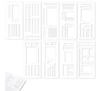 POPAPIE Pack of 9 Bullet Journal Stencils, Journal Stencils Kit, Handmade Flexible Record Stencil for Notebook Diary Scrapbook Photo Album Decoration (13.3 x 5.8 cm)