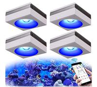 PopBloom WiFi Led Aquarium Reef Light 400W, Smart-APP Control Marine Tank Lighting Full Spectrum for Saltwater SPS/LPS Coral Fish Tanks (4 Lamps with Hanging Kit)