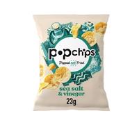 popchips - Sea Salt & Vinegar Crisps 23 grams (Multipack BOX of 24) - Popped not Fried, No Artificial Flavours or Colours, Suitable for Vegans