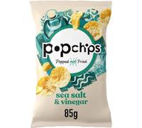 popchips - Sea Salt and Vinegar Popped Potato Chips, 85 grams (Multipack BOX of 8) - Popped not Fried, No Artificial Flavours or colours, Suitable for Vegans