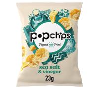 popchips - Sea Salt & Vinegar Crisps 23 grams (Pack of 24) - Popped not Fried, No Artificial Flavours or Colours, Suitable for Vegans