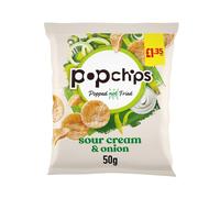 popchips Sour Cream & Onion Crisps 50g (Pack of 12)