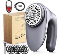 POPCHOSE Rechargeable Bobble Remover for Clothes, Electric Fabric Shaver and Lint Remover - Large Capacity Debobbler for Sweaters, Knitwear, 180° Rotating Handle (Includes 2 Extra Blades & Brush)