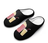 Popcorn And Drink Men's Cotton Slippers Indoor House Shoes Warm Gift for Travel Bedroom Hotel 9-10（42-43）