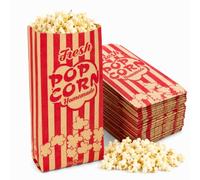 Popcorn Bags 1.5oz -Bulk Pack of 100-Medium Brown&Red Individual Pop Corn Paper Bags -Movie Night box, Mini Snack Boxes, Concession Stand, Party/Game Supplies - Goodie Box Bowl - STOP TO SHOP! Brand