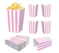 Popcorn Bags for Party (40pk) Paper Popcorn Buckets pink and White Popcorn Bags for Popcorn Machine, Movie Theater Decor Popcorn Container, Carnival Circus Party Popcorn Bowl (40 Boxes (large))