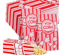 Popcorn Bags, Pack of 200 Small Popcorn Bags, 21 x 9 cm, Red and White Paper Bags, Popcorn Bags, Candy Bags for Party, Cinema, Film Nights and Market