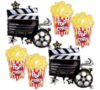 Popcorn Balloons Large Popcorn Foil Balloons Movie Night Party Balloons for Birthday Baby Shower Carnival Movie Night Themed Party Decorations 6Pcs