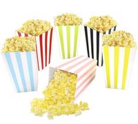 Popcorn Boxes Colorful Striped for Party Movie Night Mini Popcorn Bags Buckets Cardboard Container Supplies for Thursday Night Football 24Pcs