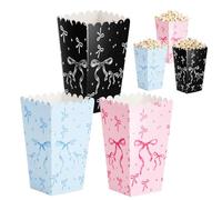 Popcorn Boxes, Popcorn Bags and Popcorn Bowl Set, 30 PCS Bow Design Popcorn Containers, 20.5 x 17 x 0.7 cm, Perfect for Movie Night