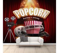 Popcorn Cinema Mural Wallpaper Interlude Film and Television Mural Movie Player Movie Theater Wall Murals for Living Room Bedroom Dry Without Bubbles 500 x 317 cm