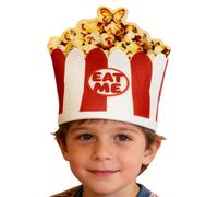 Popcorn Hat - Popcorn Pattern Cosplay Cap | 12.6x11.02 Inches Sponge Fabric Novelty Food Hat for Carnival Parade Themed Party Family Gathering Halloween Dress Up & Pretend Play