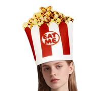 Popcorn Hat - Popcorn Pattern Cosplay Hat | 12.6 x 11.02 Inch Large Novelty Sponge Fabric Food Hat for Carnival Parade, Theme Party, Family Reunion, Halloween, Dress Up and Role Play