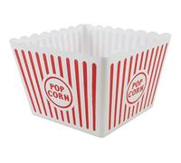 Popcorn' Large White & Red Plastic Holder (22.5 x 17.5 x 15.2 cm) 1 Piece - Reusable & Stylish Printed Stripe Design, Perfect for Group Gatherings & Retro Movie Nights