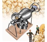 popcorn machine， 304 Stainless Steel Hand Popcorn Machine with Precision Pressure Gauge, Retro Nostalgia Mini Popcorn Machine Can Make Popcorn and Heat Food,300ML(300ML)
