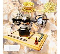 popcorn machine， Retro Popcorn Maker with Gauge - Old Chinese Manual Crank Popcorn Machine, Stainless Steel Heating Popcorn Popper for Home Party