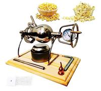 popcorn machine， Retro Popcorn Maker with Gauge - Popcorn Machine with Manual Crank Handle, Stainless Steel Heating Popcorn Popper - for Home Party