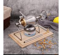 Popcorn Machine Stainless Steel with Wooden Base, Dual Pressure Valve Popcorn Maker for Home Parties, 340ml Capacity, Perfect for Movie Nights and Gatherings