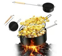 Popcorn Maker Campfire Made of High-Quality Carbon Steel & Safety Handle, Outdoor Popcorn Pan for Campfire, Portable Popcorn Pan for Fireplace, Barbecue, Camping & Garden Party