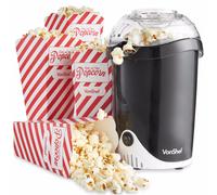 VonShef Popcorn Maker - 1200W Air Popcorn Machine with Hot Air Circulation, One Touch Operation, Movie Night Accessories, Healthy & Oil Free Snack Maker for Kids with 6 Boxes - Black