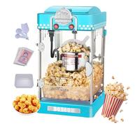 Popcorn Maker Machine, 3oz Vintage Style Popcorn Popper with Kettle, 2 Switch Control, Warming Light & Tempered Glass Doors, for Bar Theater blue