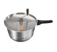 Popcorn Maker Manual Stirring Machine, Non-Stick Stainless Steel Stovetop Popcorn Maker, Pot with Heat Insulation Handle and Lid