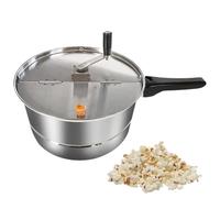 Popcorn Maker Manual Stirring Popcorn Maker Machine, Non-Stick Stainless Steel Stovetop Popcorn Maker, Popcorn Pot with Heat Insulation Rubber Handle and Lid, Stovetop Popcorn Maker, Popcorn Maker