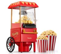 Popcorn Maker, Reemix 1200W Electric Popcorn Machine, No Oil, Homemade Fresh Popcorn in Under 3 Minutes, Uses Hot Air, Detachable Cover, Parties, Movie Nights, Kids Birthday Party Favorites, Red