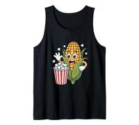Popcorn Panic Shocked Corn Cartoon Movie Humor Tank Top