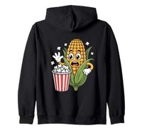 Popcorn Panic Shocked Corn Cartoon Movie Humor Zip Hoodie