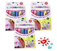 Popcorn Pens 18PCS/3Pack 3D Art Safe Magic Puffy Pens 6 Colors DIY Bubble Popcorn Drawing for Greeting Birthday Cards Kids Magic Color Pen