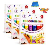 Popcorn Pens, 3D Puffy Paint Pens with Pop-Up Effect, 6 Colour Craft Pens Set for DIY Art Projects on Paper Fabric Wood, Creative Painting Kit and Gift，2 Set