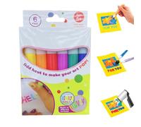 Popcorn Pens for Kids, 6 Colours, 3D Bubble Popcorn Drawing Pens，6 Pack