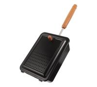 Popcorn Popper with Vented Lid, Iron Rectangular Pan Wooden Handle