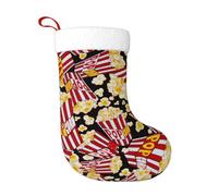 Popcorn Print Plush Christmas Stocking, Large Festive Hanging Ornament For Tree, 45cm Polyester Style Holiday Decor