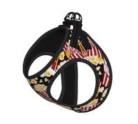 Popcorn Print Print Adjustable Reflective Harness Leash Set For Cats, Dogs And Small Pets, Soft Breathable Mesh Walking Vest With Escape-Proof Lead
