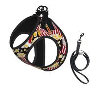 Popcorn Print print Dog Harness, 2X Buckle,Dog Vest,No Pulling Front Leash Clip,for Small Medium Dogs